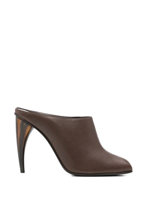 Alexander McQueen peep-toe leather mules - Brown