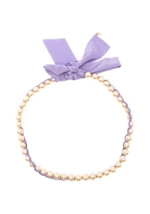 Forte Forte faux-pearl ribbon necklace - Purple