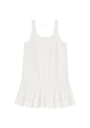 GANNI ruffled-trim mini dress - White