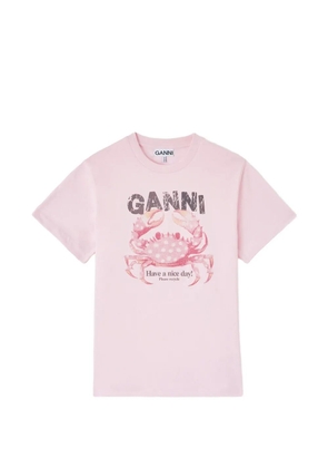 GANNI crab-print T-shirt - Pink