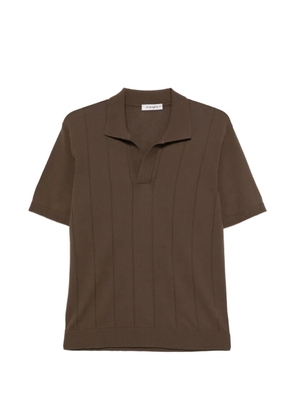 Kangra pointelle-knit polo-collar T-shirt - Brown