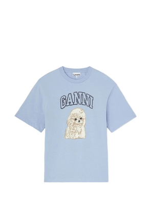 GANNI logo-print T-shirt - Blue