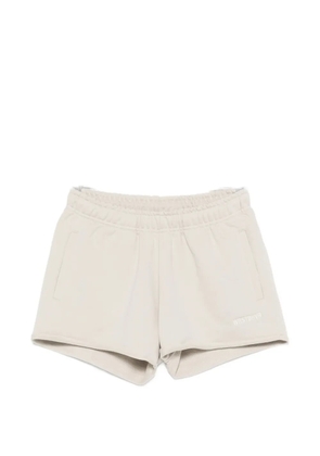 WRSTBHVR Itia logo-embroidered raw-cut shorts - Neutrals