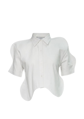 pushBUTTON wavy-hem short-sleeve shirt - White