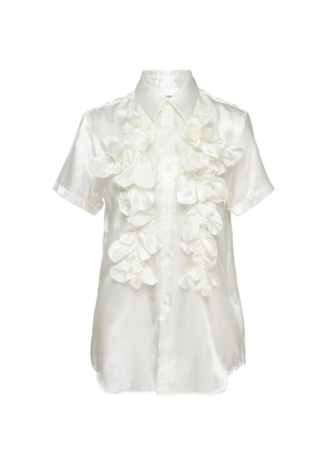Comme Des Garçons Comme Des Garçons ruffle-trimmed satin shirt - White