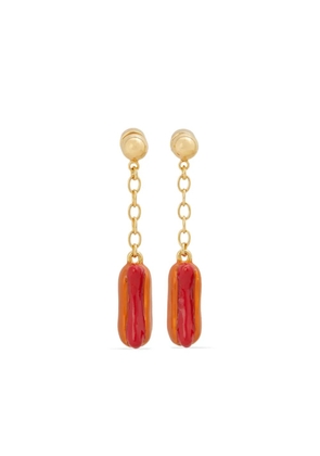 Marni hot dog-motif drop earrings - Orange