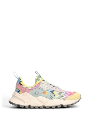 FLOWER MOUNTAIN zigzag-knit panelled sneakers - Pink