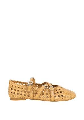 Michael Kors Indy Flex woven buckle-strap ballet flats - Neutrals