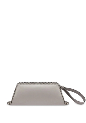 Alberta Ferretti studded satin clutch bag - Grey