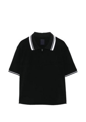 Juun.J zip-fastening stipped polo shirt - Black
