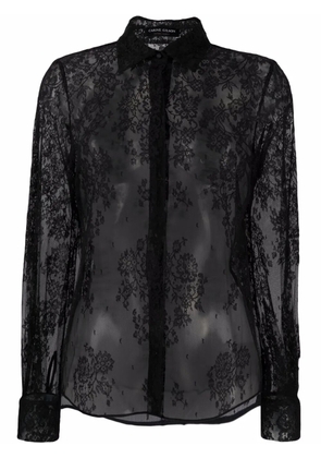 Carine Gilson floral-lace long-sleeve blouse - Black