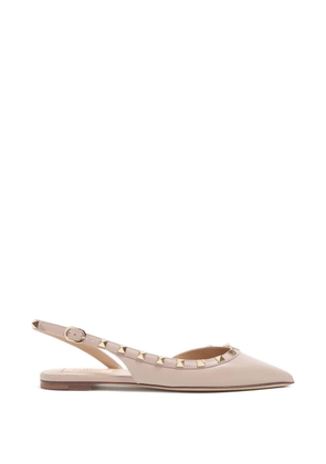 Valentino Garavani Rockstud calfskin flat pumps - Neutrals