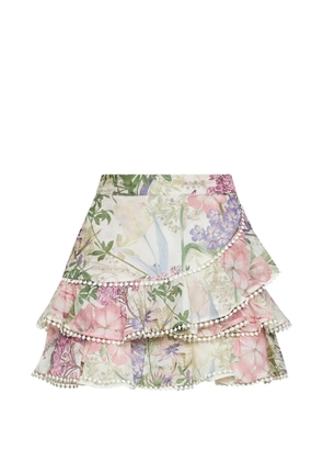 Charo Ruiz Ibiza Fera floral-print ruffled mini skirt - Neutrals