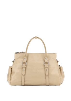 Miu Miu buckled leather tote bag - Neutrals