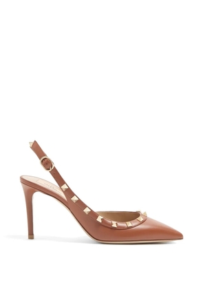 Valentino Garavani Rockstud slingback calfskin pumps 85mm - Brown