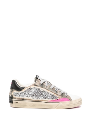 Crime London glitter-embellished camouflage-print sneakers - Grey