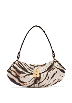 GANNI B-Kat zebra-print shoulder bag - Neutrals
