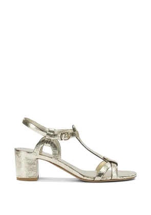 Del Carlo crackled-leather T-bar sandals - Gold