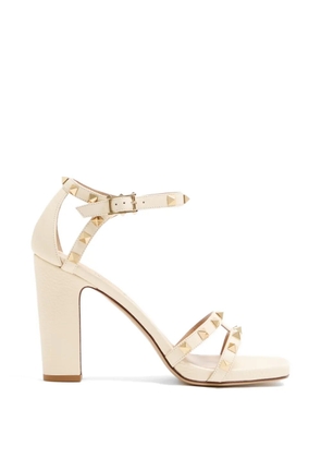 Valentino Garavani Rockstud sandals in elk print calfskin 100mm - Neutrals