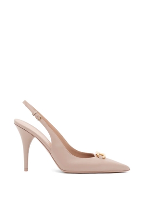 Valentino Garavani calfskin leather slingback VLogoThe Bold Edition pumps 100mm - Neutrals