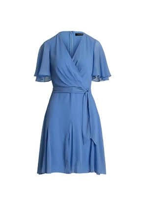 Lauren Ralph Lauren wrap-style flutter-sleeve mini dress - Blue