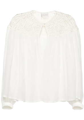 Forte Forte crochet-panel long-sleeve blouse - White