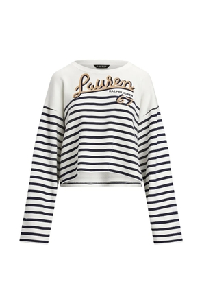Lauren Ralph Lauren striped logo-embroidered top - White
