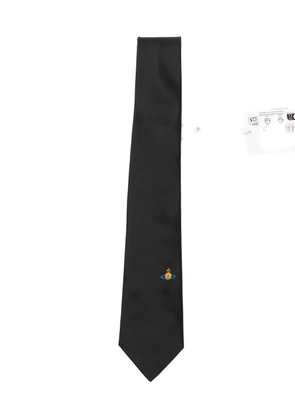 Vivienne Westwood Orb-embroidered silk tie - Black