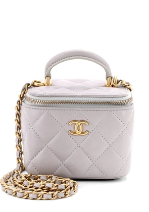 CHANEL Pre-Owned Classic Top Handle Vanity Case with Chain Quilted Lambskin Mini crossbody bag - Grey