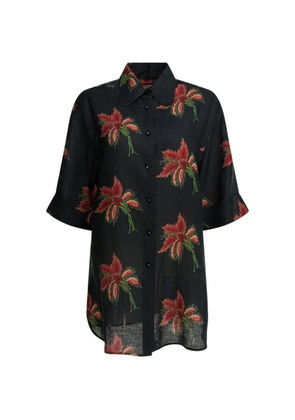 Valentino Garavani floral-print linen shirt - Black