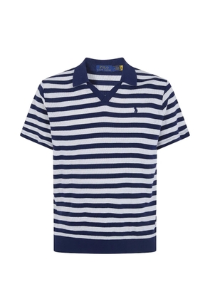 Polo Ralph Lauren pointelle-knit striped polo shirt - Blue