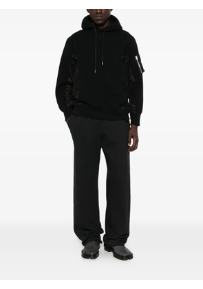 sacai panelled zip-pocket hoodie - Black
