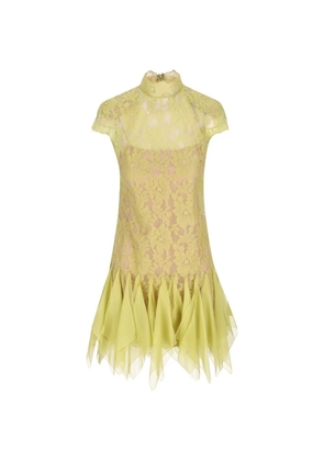 Valentino Garavani handkerchief-hem lace mini dress - Yellow