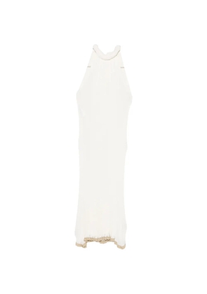 Alberta Ferretti pleated halterneck dress - Neutrals
