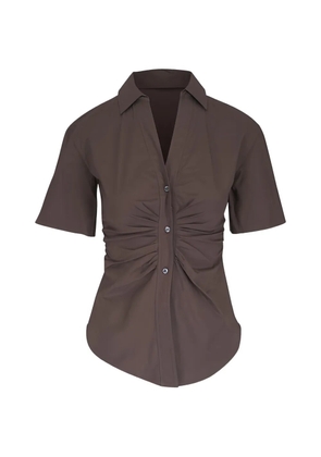 Veronica Beard Devra ruched short-sleeve blouse - Brown