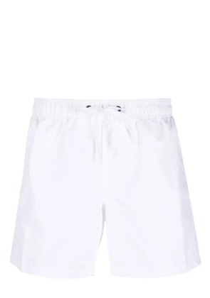 Sundek logo-patch striped swim shorts - White