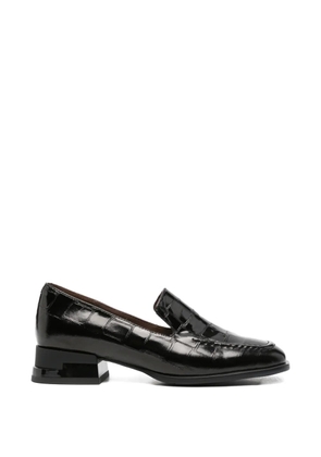 LINDA BAUMANN crocodile-embossed leather loafers - Black