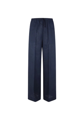 Liviana Conti drawstring linen trousers - Blue