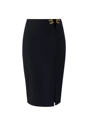 Elisabetta Franchi logo-detail slit-detail midi skirt - Black