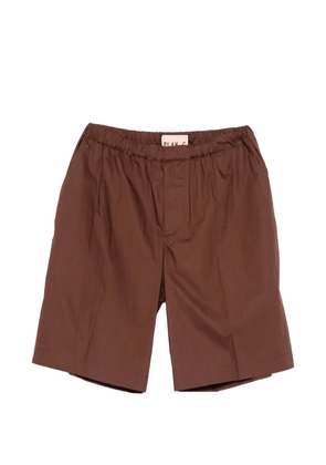Plan C pleated elasticated-waist shorts - Brown