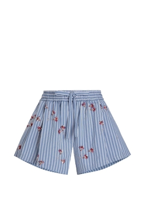Dolce & Gabbana crystal flower-print cotton shorts - Blue