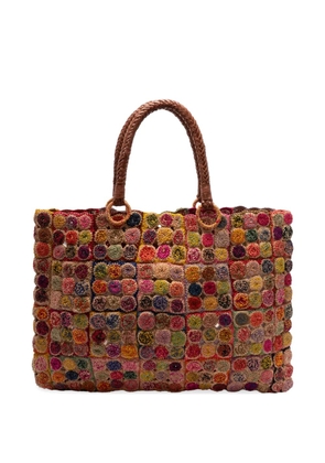 Jamin Puech Mosaique raffia tote bag - Pink