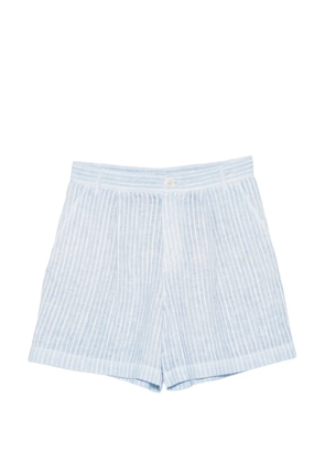 120% Lino vertical-stripe pleated shorts - Blue