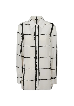 Kiton check-print silk shirt - White