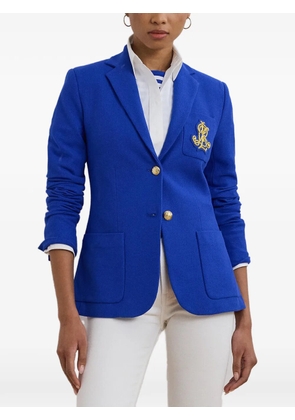 Lauren Ralph Lauren logo-patch piqué blazer - Blue