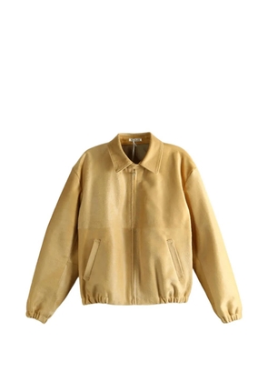 Auralee zip-up leather jacket - Neutrals