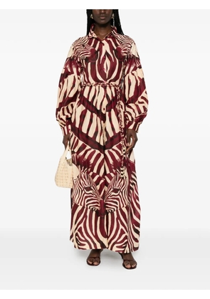 CONNOR&BLAKE zebra-print braided-belt maxi dress - Red