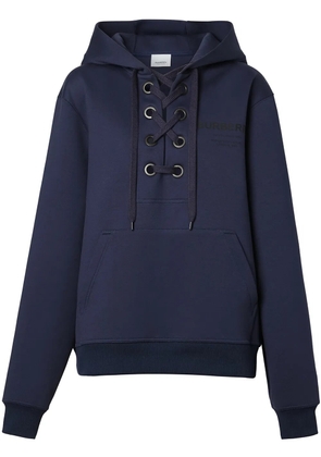 Burberry lace-up Horseferry-print hoodie - Blue