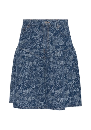 GANNI floral-print flared skirt - Blue