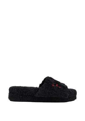 Polo Ralph Lauren borg-texture embroidered slippers - Black